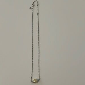 David Yurman Solari 18K Bonded Gold & SS Dome & Round Diamond Necklace 6.8G